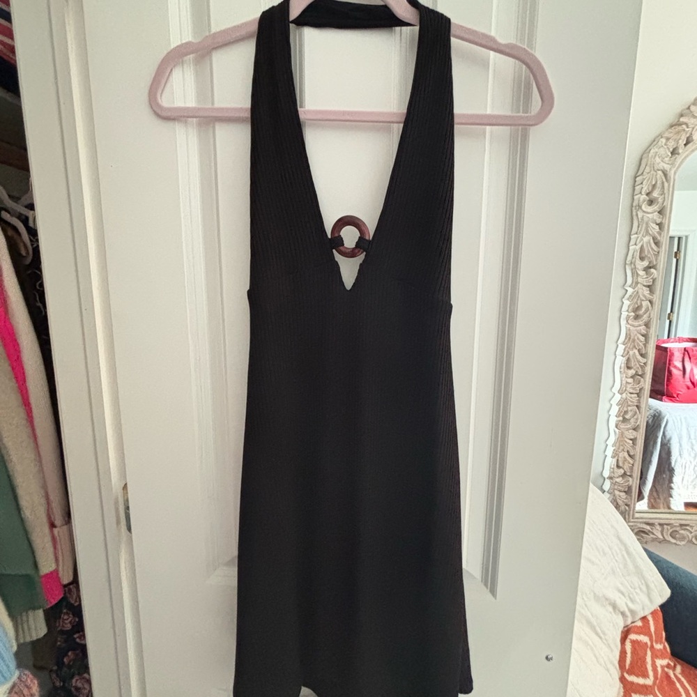 Elegant Black Halter Dress